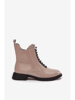 Dámske členkové topánky z lakovanej kože D A MR52 108 beige Dámske členkové topánky z lakovanej kože D A MR52 108 beige
