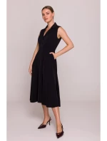 S409 Priliehavé košeľové šaty - čierne
