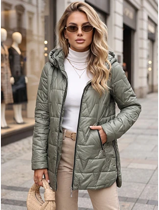 Dámska prešívaná bunda s odnímateľnou kapucňou TY5794, zelená – FashionStreet Dámska prešívaná bunda s odnímateľnou kapucňou TY5794, zelená – FashionStreet