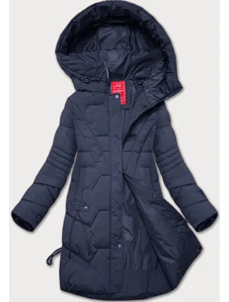 Tmavomodrá dámska prechodná bunda s kapucňou LHD (LHD-24585) Tmavomodrá dámska prechodná bunda s kapucňou LHD (LHD-24585)