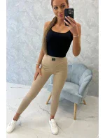 Rebrované legíny béžové