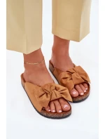 Klapki Damskie Na Korkowej Podeszwie Kokardką Camel Seressa