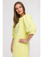 B291 Šaty áčkového strihu s rukávmi - citrón