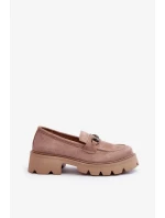 Robustné dámske béžové semišové mokasíny Neloria