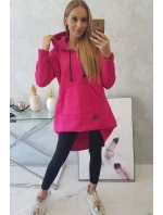 Zateplená mikina s dlhým chrbtom a kapucňou fuchsiová Zateplená mikina s dlhým chrbtom a kapucňou fuchsiová