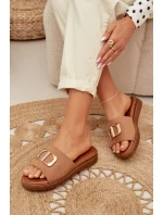 Dámské pantofle s zlatým detailem Camel Elmera