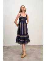 Dámske šaty 16501 Tmavomodré s béžovým vzorom - Vamp Dámske šaty 16501 Tmavomodré s béžovým vzorom - Vamp