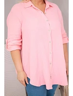 Bavlnené mušelínové tričko nadrozmernej veľkosti 65622 Baby Pink - Kesi Bavlnené mušelínové tričko nadrozmernej veľkosti 65622 Baby Pink - Kesi