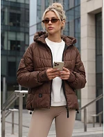 Dámska prešívaná bunda s kapucňou, hnedá, FashionStreet TY5760 Dámska prešívaná bunda s kapucňou, hnedá, FashionStreet TY5760