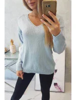 Sveter s výstrihom do V modrý