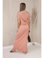 Viskózové šaty s vreckami tmavo marhuľová