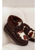 Śniegowce Damskie Z Naturalnego Zamszu Łaty D.Franklin DFSH375008 Czekoladowe