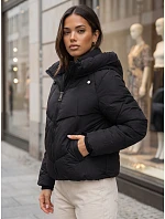 Dámska zimná prešívaná bunda s kapucňou, čierna, FashionStreet TY6082 Dámska zimná prešívaná bunda s kapucňou, čierna, FashionStreet TY6082
