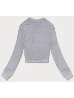 Svetlosivá tenká krátka dámska tepláková mikina (8B938-2) Svetlosivá tenká krátka dámska tepláková mikina (8B938-2)