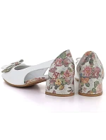 Blokové lodičky s otvorenou špičkou a mašľou biele Potocki 12812 Blokové lodičky s otvorenou špičkou a mašľou biele Potocki 12812