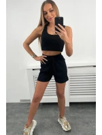 Pruhovaná súprava so šortkami čierna