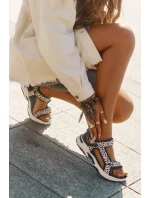 Sandały Damskie Na Rzepy D.Franklin DFSH406002 Czarno-Beżowe