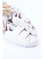 Detské tenisky so suchým zipsom Biela a ružová zlatá roztomilá dievčina Detské tenisky so suchým zipsom Biela a ružová zlatá roztomilá dievčina