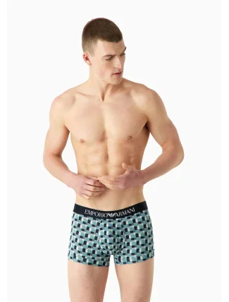 Pánske boxerky 111389 3F504 26642 zelenomodré - Emporio Armani