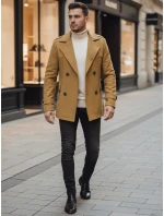 Pánsky dvojradový kabát pieskový FashionStreet CX0443