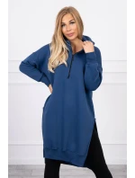 Zateplená mikina s bočnými rázporkami z džínsoviny