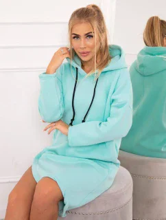 Šaty s kapucňou a bočným rázporkom mint