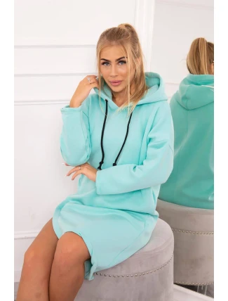 Šaty s kapucňou a bočným rázporkom mint