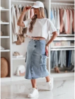 CARGOMIDI modrá midi džínsová sukňa FashionStreet CY0490 CARGOMIDI modrá midi džínsová sukňa FashionStreet CY0490