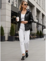 Dámska prechodná prešívaná bunda s kapucňou čierna FashionStreet TY5559