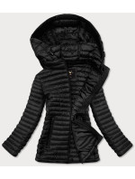 Čierna prešívaná bunda s kapucňou (7218BIG)