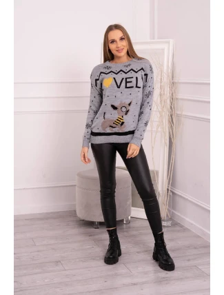 Vianočný sveter so šedým nápisom