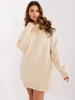Rue Paris Oversize svetrové šaty svetlo béžová (0568)