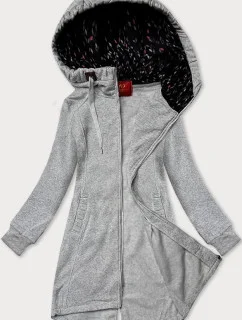 Dámska dlhá mikina s kapucňou LHD svetlo šedá (AMG-693A)