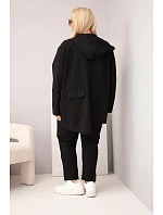 Dámsky bavlnený set s mikinou a nohavicami v čiernej farbe Plus Size Dámsky bavlnený set s mikinou a nohavicami v čiernej farbe Plus Size
