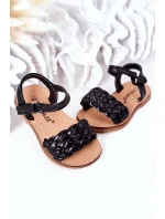 Dziecięce Sandały Z Plecionką Czarne Bailly