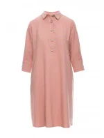 B257 Rozšírené košeľové šaty - ružové