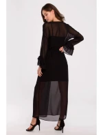 Dámske šifónové šaty so spodničkou K136 Čierna - Makover Dámske šifónové šaty so spodničkou K136 Čierna - Makover