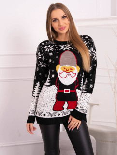 Dámsky vianočný sveter Santa Claus čierny - Gemini