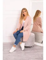 Sveter s netopierími rukávmi púdrovo ružový