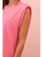 Dámska súprava z viskózy bez rukávov s rovnými nohavicami ružová