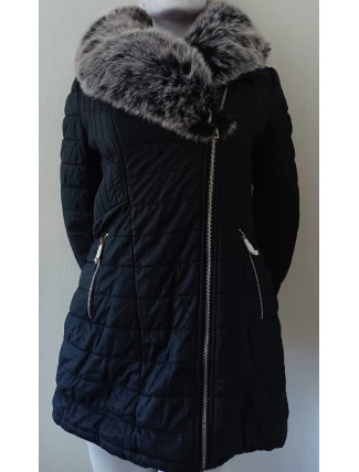 Dámska zimná bunda s kožušinou LD-5520 čierna - Goodlooking