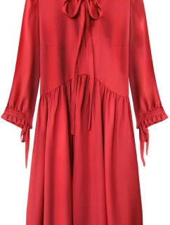 Červené dámske šaty s volánikovým stojačikom (208ART)
