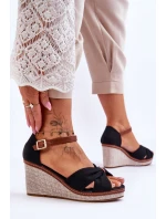 Sandały Damskie Na Koturnie Czarne Daphne