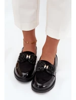 Lakované dámske mokasíny s motýlikom S.Barski HY51-319 Black Lakované dámske mokasíny s motýlikom S.Barski HY51-319 Black