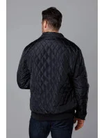 Čierna pánska prešívaná bunda s golierom (58M13081-392) Čierna pánska prešívaná bunda s golierom (58M13081-392)