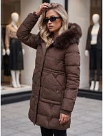 Dámska zimná prešívaná bunda s kapucňou, hnedá, FashionStreet TY5825 Dámska zimná prešívaná bunda s kapucňou, hnedá, FashionStreet TY5825