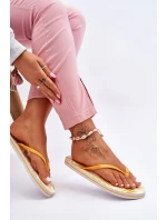 Damskie Modne Klapki Japonki Big Star LL274819 Żółte