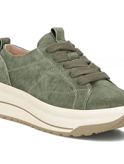 Zelené kožené tenisky na platforme Filippo DP7959 – dámske