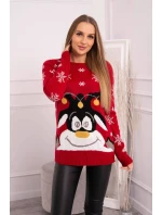 Vianočný sveter so sobom červený