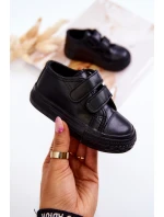 Dziecięce Skórzane Tenisówki Trampki Na Rzepy Czarne Foster